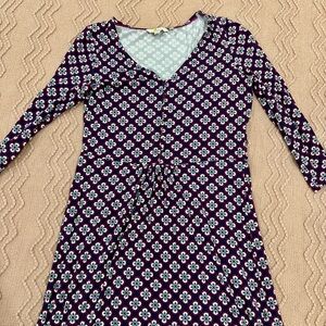 Boden Navy Print 3/4 Sleeve Dress/Tunic- Like New!